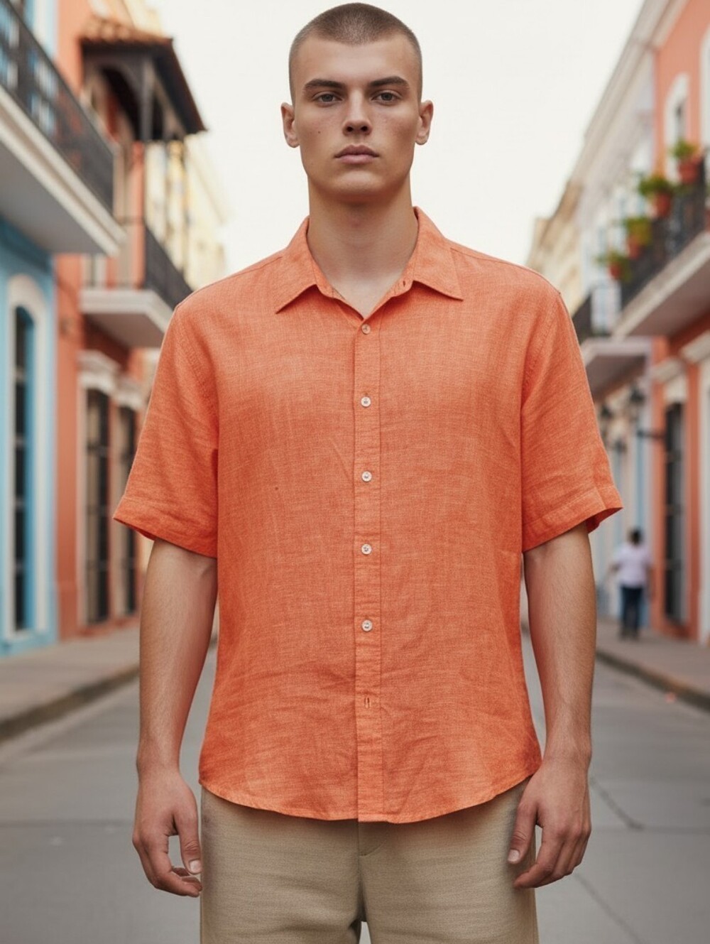 Inserch Collezione Men's Sz 2XL 100% Linen Short Sleeve Button Down Casual Wear